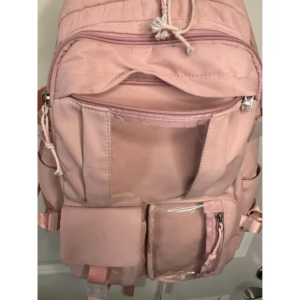 Pink Kawaii Customizable Backpack 22L 10 Pockets Padded Laptop Sleeve School Kid